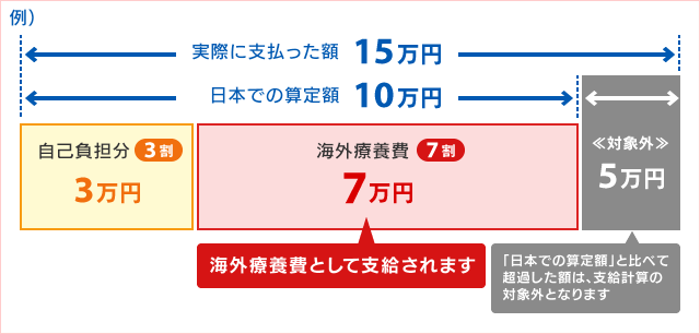 自己負担分と海外療養費の割合